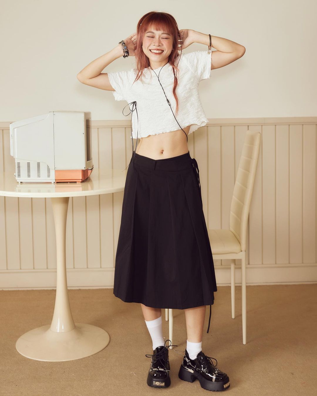 Lid Pleated Skirt