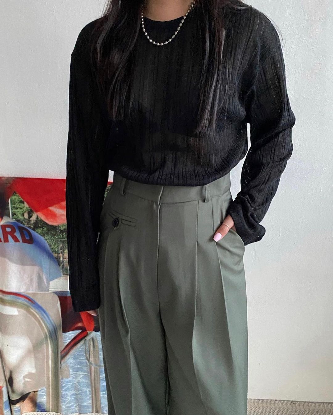 Loose semi sheer stripe