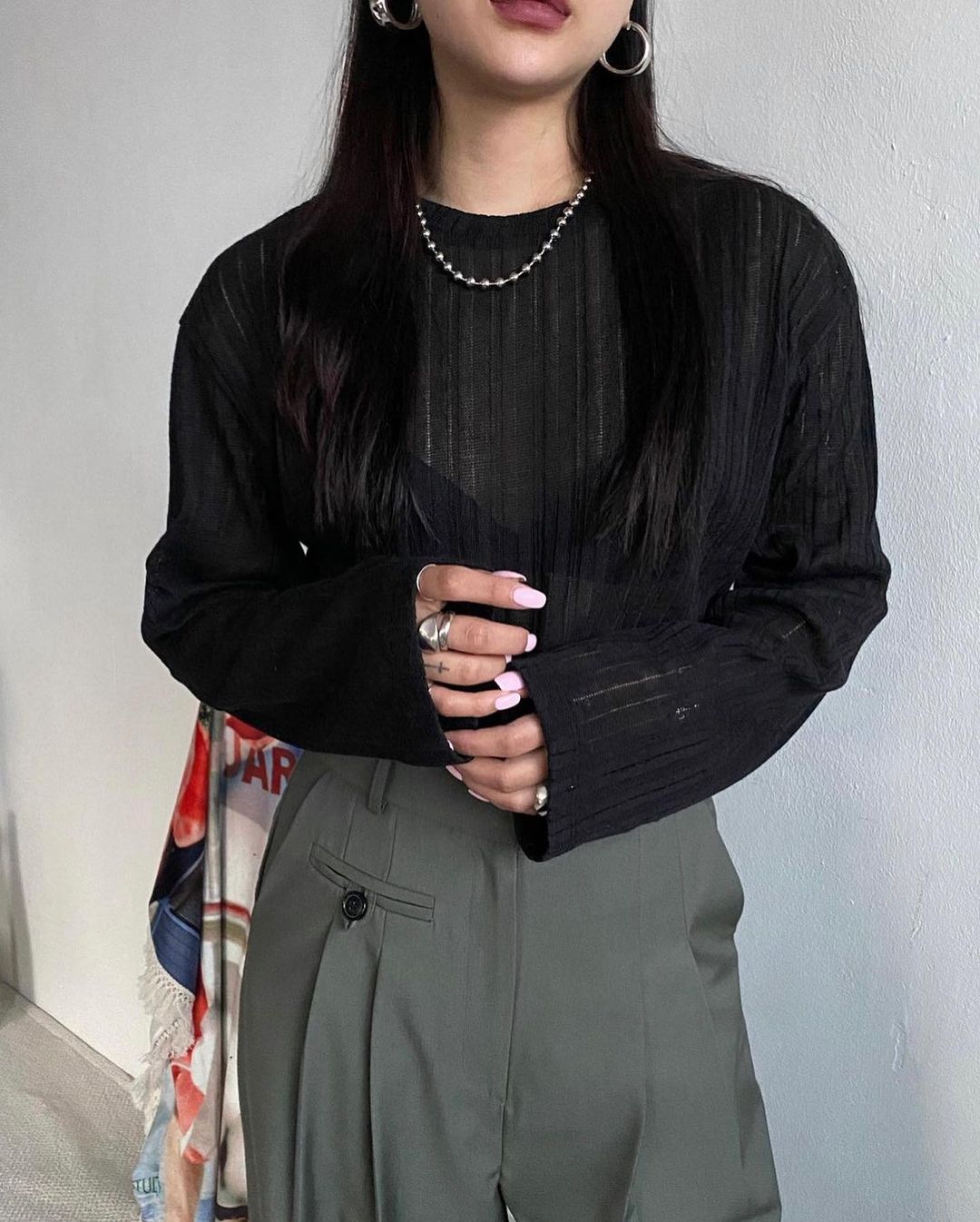 Loose semi sheer stripe