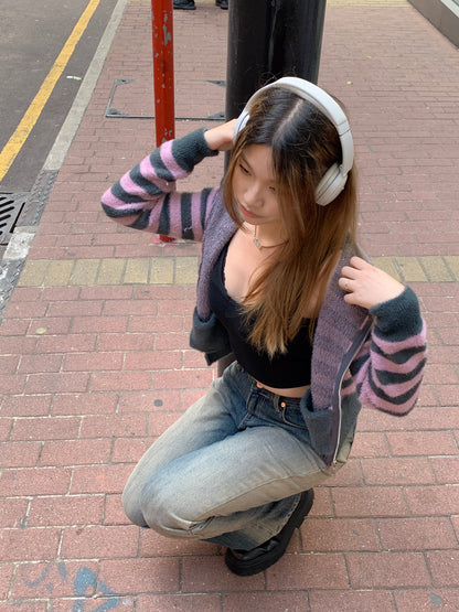 90s Knitted Zip Hoodie