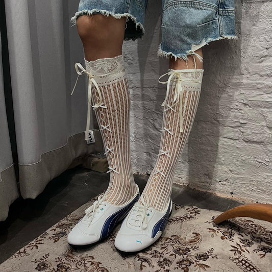 Ribbon Bow Lace Socks